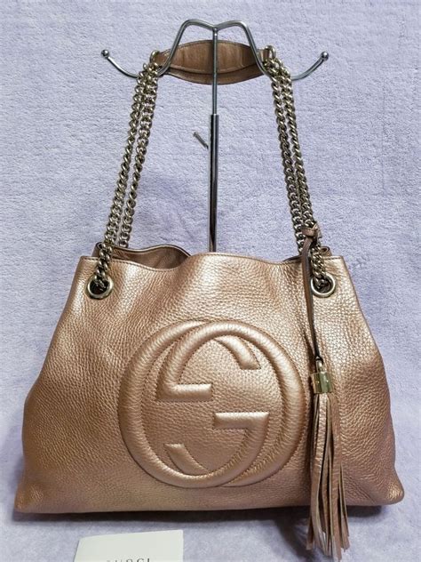 gucci soho rose gold|Gucci leather shoulder bag.